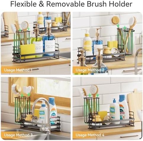 Yofidra Sink Caddy With Stone Drying Tray: Stainless Steel Soap Dispenser - Image 2