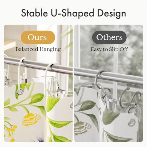 Bathway White Shower Curtain Hooks, Large Double Hook Shower Curtain Hooks Rust - Image 2