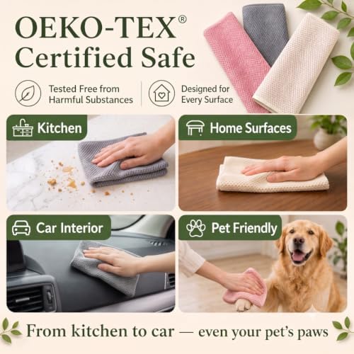 Solyra Non-Toxic Microfiber Kitchen Cleaning Cloths, 6 Pack, 12 x 12 in - Image 2