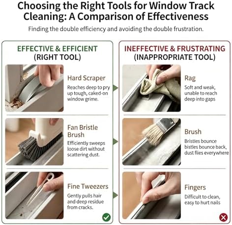 3-in-1 Window Track Cleaning Brush, Scraper & Tweezers, 2 Pack - Image 4
