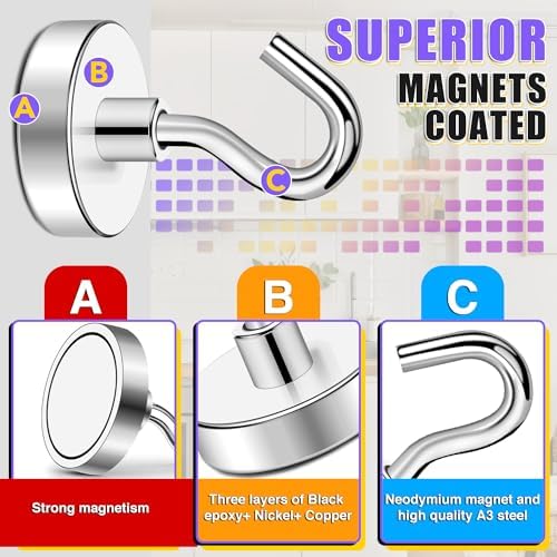 TRYMAG Magnetic Hooks for Cruise Cabins, 12 Pack - Image 4