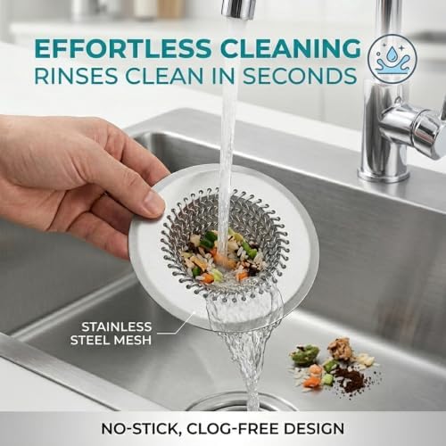 Kitchen Sink Drain Strainer, Reversible 304 Stainless Steel Mesh Strainer - Image 5