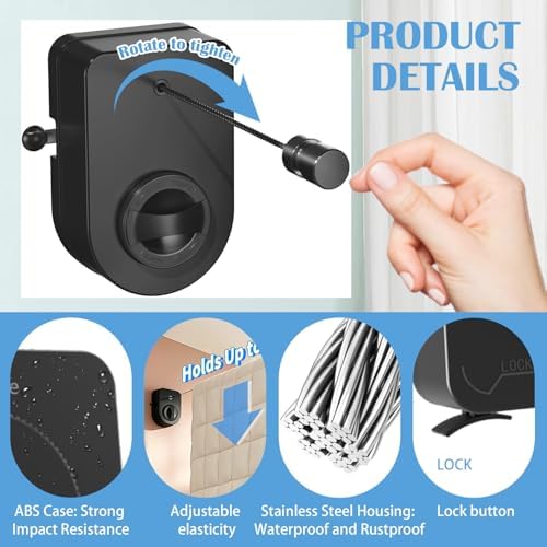Retractable Clothesline Indoor, Non-Sagging Outdoor Clothes Line Retracting - Image 5