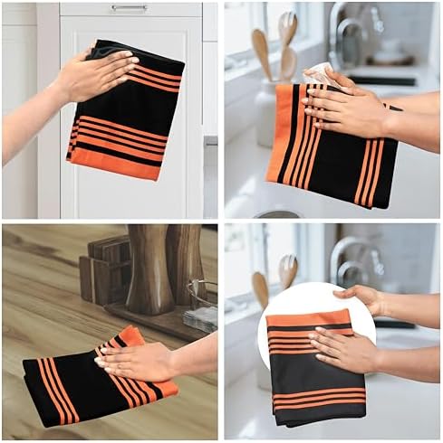 Urban Villa Kitchen Towels Cotton Dish Towels 20”x30” Orange Blk - Image 3