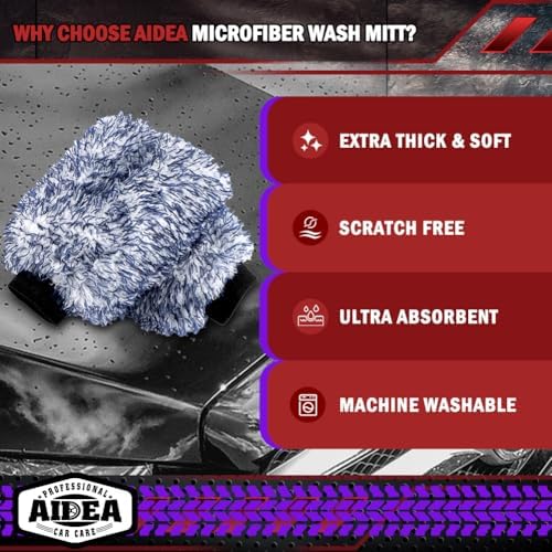 AIDEA Car Wash Mitt Microfiber, 2PK Wheel Cleaner Mitts, 7.12''X10.14'' - Image 3