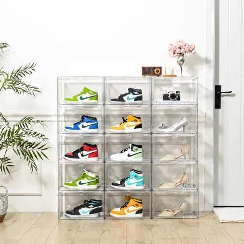 Clear Shoe Organizer, Stackable Shoe Display Case, Shoe Box Storage Bins - Image 4