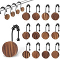 Wood Shower Curtain Hooks, Boho Shower Curtain Rings Decorative, Free Sliding by Unknown