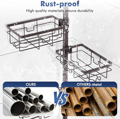 Corner Shower Caddy Tension Pole, Bathroom Organizer and Storage - Image 3