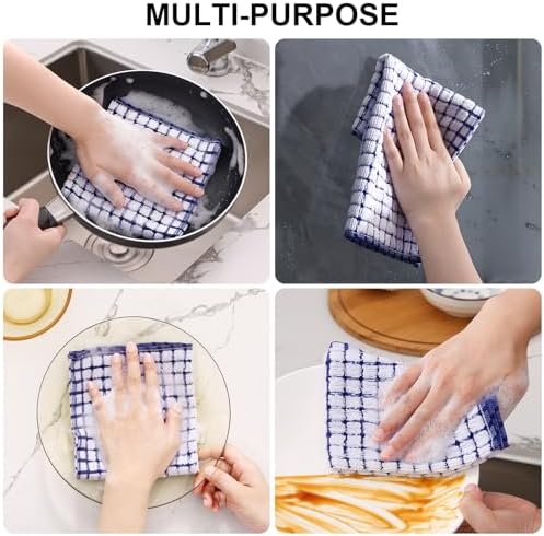 Kitinjoy Cotton 16 Pack Kitchen Towels and Dishcloths Sets, Mix Colour - Image 4