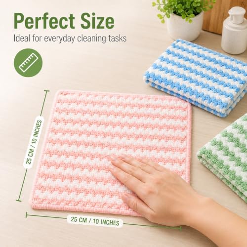 10 Pack Mircofiber Dish Cloths, Upgrade Kitchen Dish Rags, Reusable Cleaning - Image 2
