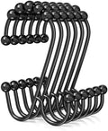 Bathway Black Shower Curtain Hooks Rings, Double Shower Hooks by Bathway