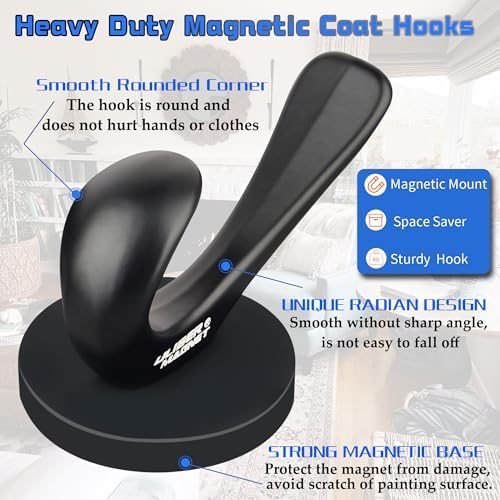 ULIBERMAGNET Strong Magnetic Coat Hooks, 2 Pack Heavy Duty Magnetic Double Hooks - Image 6