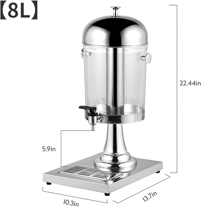 2.2 Gallon Drink Dispensers for Parties, Beverage Dispenser with Stand, Commercial Hot Cold Juice Dispenser with Ice Container and Stainless Steel Drip Trays for Beer, Water Lemonade