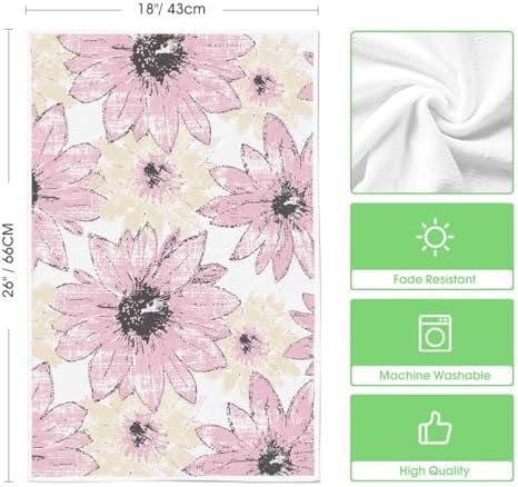 Artoid Mode Pink Floral Leaves Boho Kitchen Towels Dish Towels, 18x26 Inch - Image 6