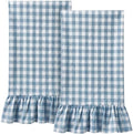 HunnmingRe 2 Pcs Dusty Blue Gingham Kitchen Towels Cotton Ruffle Dish Towel by HunnmingRe