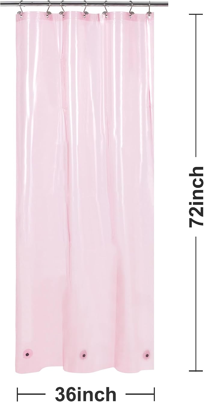 Barossa Design Clear Pink Stall Shower Curtain Liner - Image 7