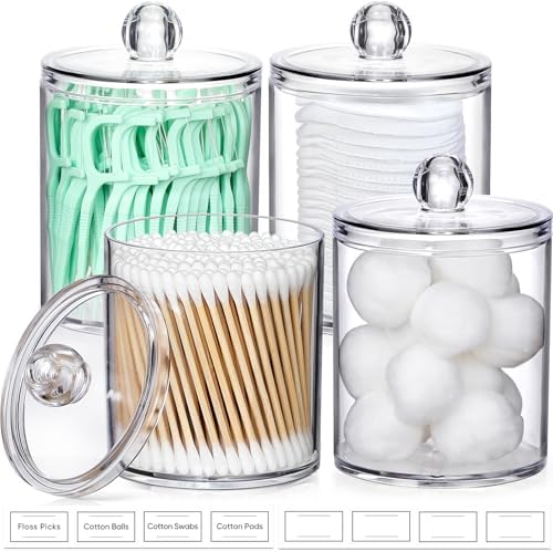 4 Pack Acrylic Qtip Holder Dispenser by AOZITA