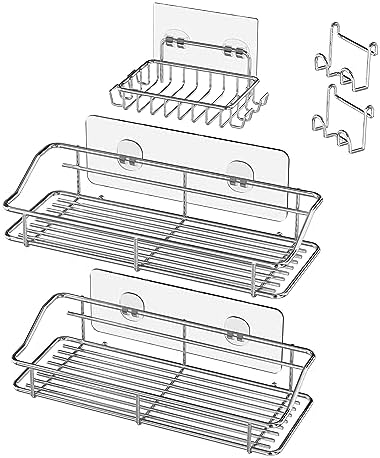 Nieifi Shower Caddy Shelf with Hooks Storage Rack Organizer Adhesive Stainless by Nieifi