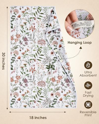 Miss Adola Reversible Microfiber Kitchen Towels Set of 2, Vivid Blossoms - Image 4
