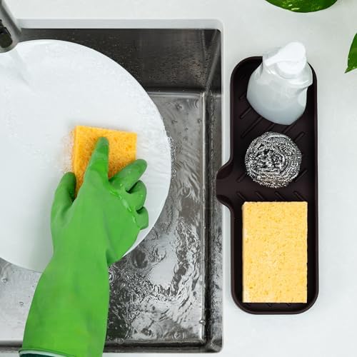 Zulay Kitchen Large Silicone Sponge Holder – Flexible Sink Organizer Tray - Image 3