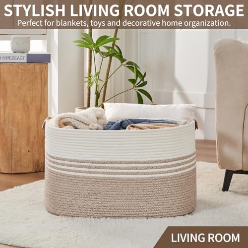 DOFASAYI Laundry Hamper with Handles, 72L Rope Laundry Basket, Light Brown - Image 7