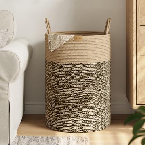 Nunsino Tall Laundry Basket Hamper 95L, Cotton Rope Storage Hamper by Nunsino