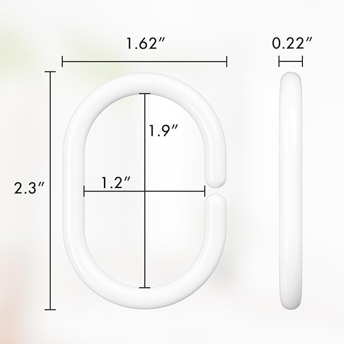 Amazer White Shower Curtain Hooks Rings, Plastic Shower Curtain Hooks - Image 4