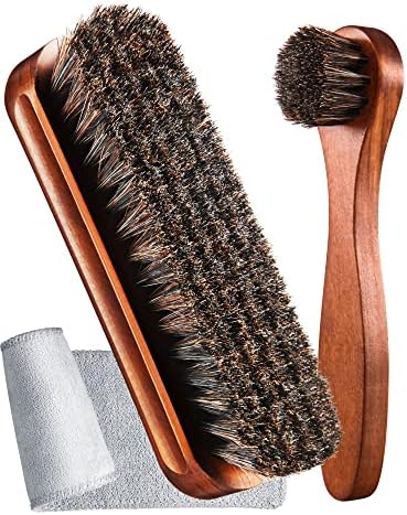 Youngjoy 3 Pieces Horsehair Shine Shoes Brush kit Polish Dauber Applicators by Unknown