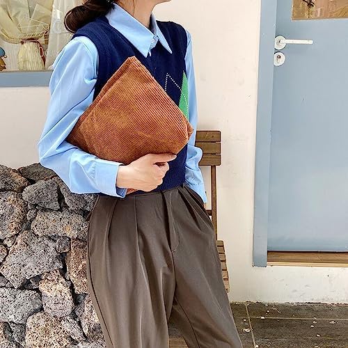 SxoSyo Corduroy Makeup Bags for Women, Cosmetic Pouch Large Purse - Image 5