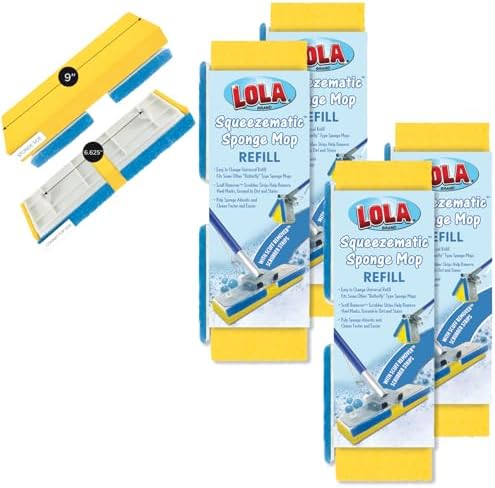 LOLA Squeeze Matic Butterfly Sponge Mop Refill, 4 Pack Replacement Head by LolaProducts