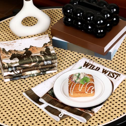 Bencailor 6 Pcs Western Cow Kitchen Towels Decorative Sets Dish Towels - Image 6