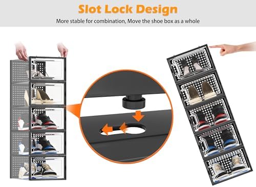 HOMIDEC Clear Shoe Storage Boxes, Stackable Shoe Organizer - Image 6