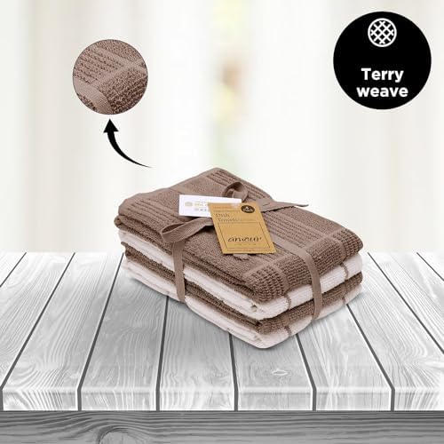 AMOUR INFINI Kitchen Towels Pack of 4, Terry Cotton Dish Towels, Ultra Absorbent - Image 7