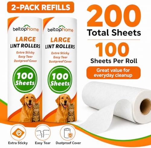 Large Lint Roller Refills, 9.44-Inch Wide, 200 Sheets - Image 7