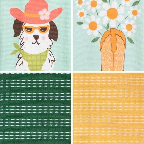 Ritz 4-Piece Kitchen Towel Set, Cool It Cowboy Dog & Daisy Boot Prints - Image 2
