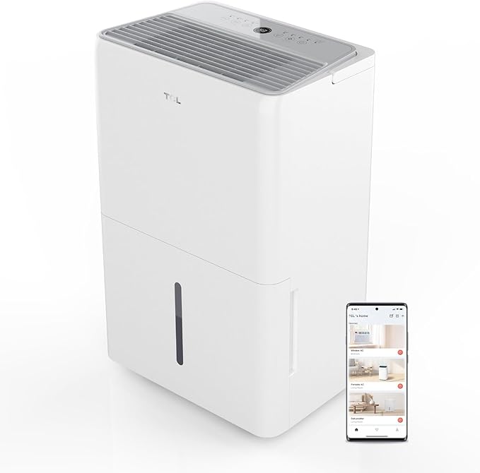 TCL 3000 Sq. Ft. Smart Dehumidifier, Energy Star Most Efficient, Ultra-Compact, 32 Pints Per Day, for Whole House, Basement, Bathroom & Bedroom, Works with Alexa/Google Assistant