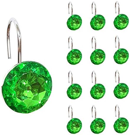 12 Pcs Bling Rhinestones Shower Curtain Hooks Bathroom Rolling Hooks by EleCharm