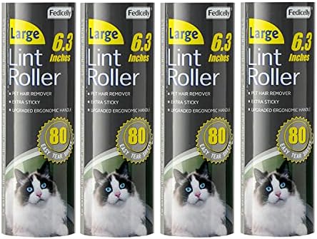 Fedicelly Large Lint Rollers Pet Hair Extra Sticky Refills, Mega Value Set 6.3 by Fedicelly