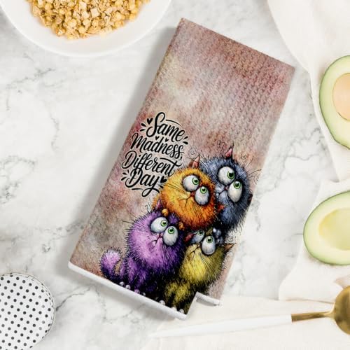 Jztco 4 Pcs Funny Cat Kitchen Towels, Cute Cat Gifts Reusable Hand Towels - Image 3