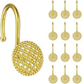 Sunlit Gold 3D Beaded Mesh Shower Curtain Hooks, Metal Home Decorative Shower by Sunlit