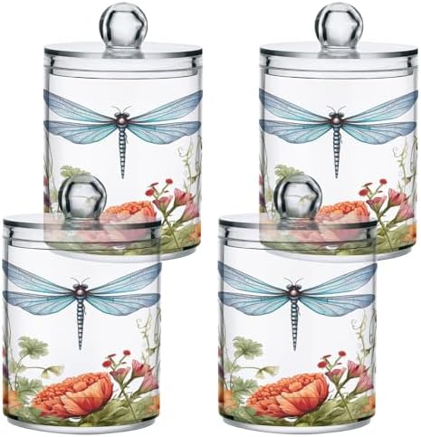 Dragonfly Flowers 2 Pack Qtip Holder Dispenser - Image 7