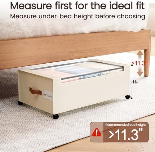 Yecaye 95L Under Bed Storage Containers, Fits 11" Under Bed, 2 Pack - Image 3