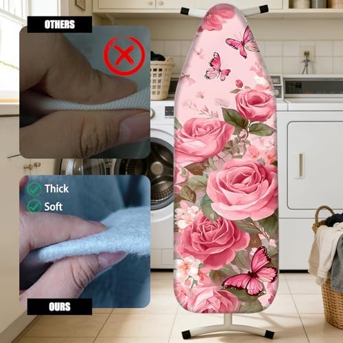 Nuxovilar Rose Butterfly Cotton Ironing Board Cover 15x54 Fabric - Image 4