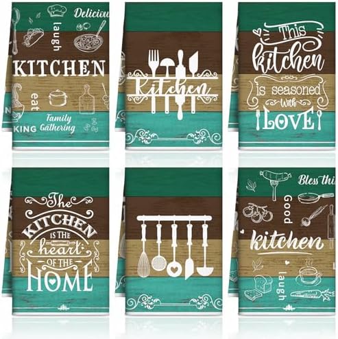 Bencailor 6 Pcs Green Farmhouse Kitchen Towels Decorative Sets Dish Towels by Bencailor