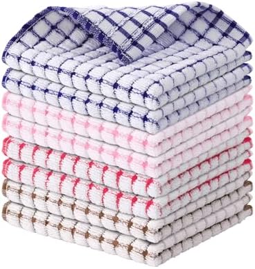 Kitinjoy Cotton 8 Pack Terry Kitchen Dish Cloths, Mix Colour by Kitinjoy