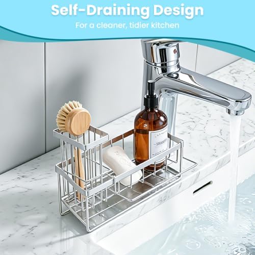 PKBD Self-Draining Sink Caddy – Holds Sponge & Dishcloth - Image 4