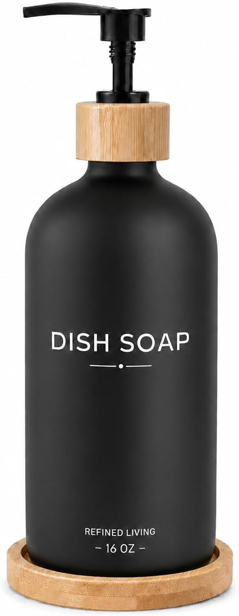 Dish Soap Dispenser, 16OZ Glass Kitchen Soap Dispenser by INFF