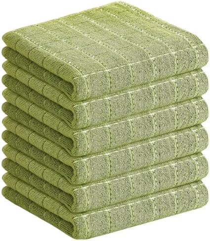 Homaxy 100% Cotton Terry Kitchen Towels, 6 Pack, Olive Green by Homaxy
