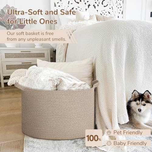 INDRESSME Large Woven Wicker Blanket Basket Living Room - Image 5