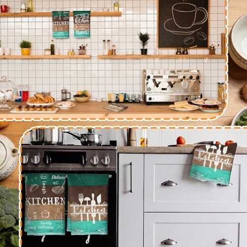 Bencailor 6 Pcs Green Farmhouse Kitchen Towels Decorative Sets Dish Towels - Image 4